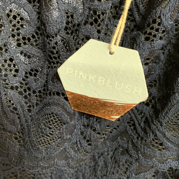 Navy Blue Lace Off Shoulder Fitted Maternity Dress - Picture 5 of 6